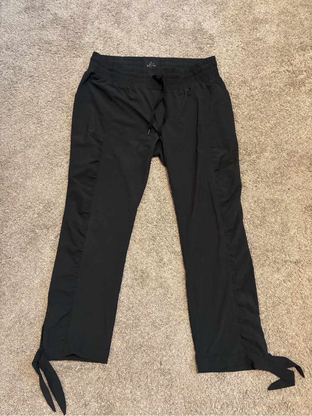 Prana Black Drawstring Leggings with Ankle Ties